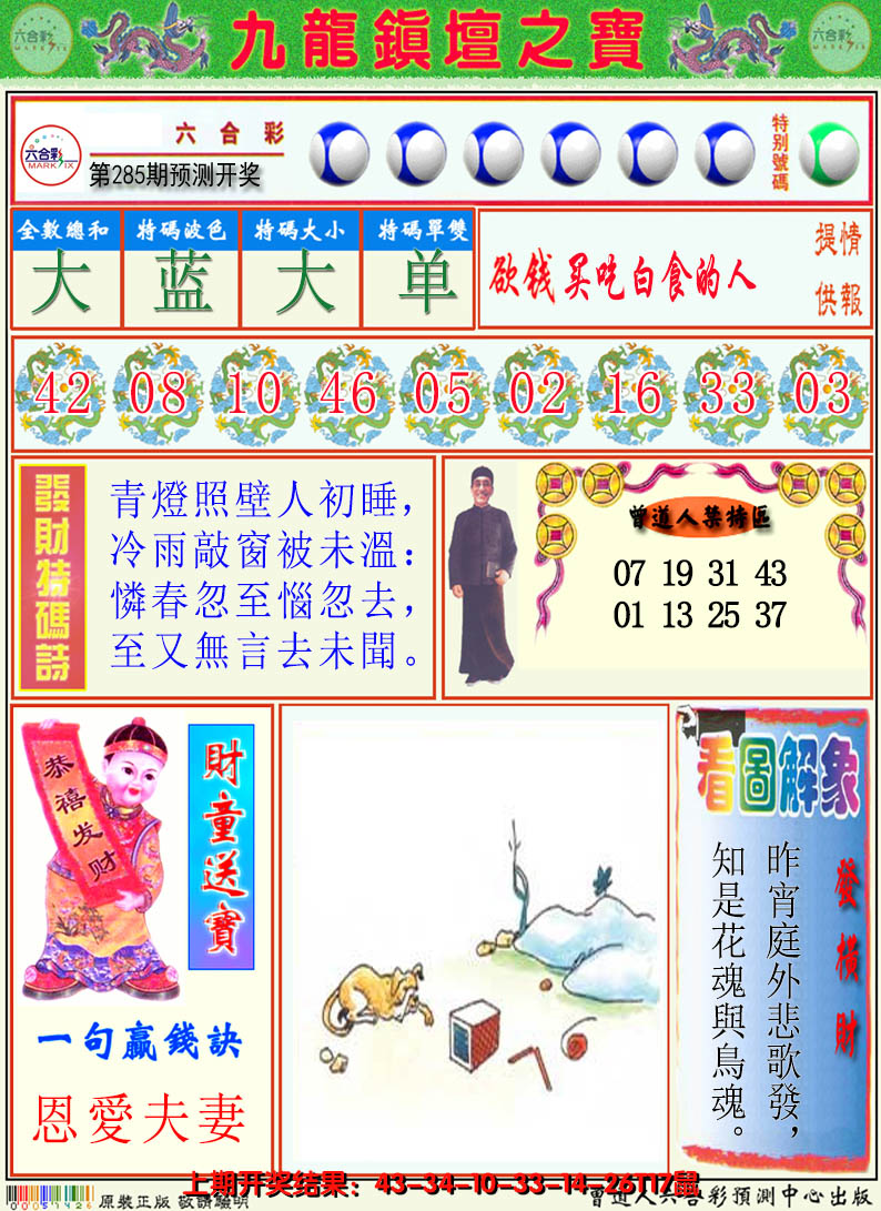 2024285期澳门挂牌解特码A
