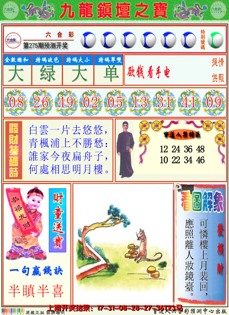 2024275期澳门挂牌解特码A