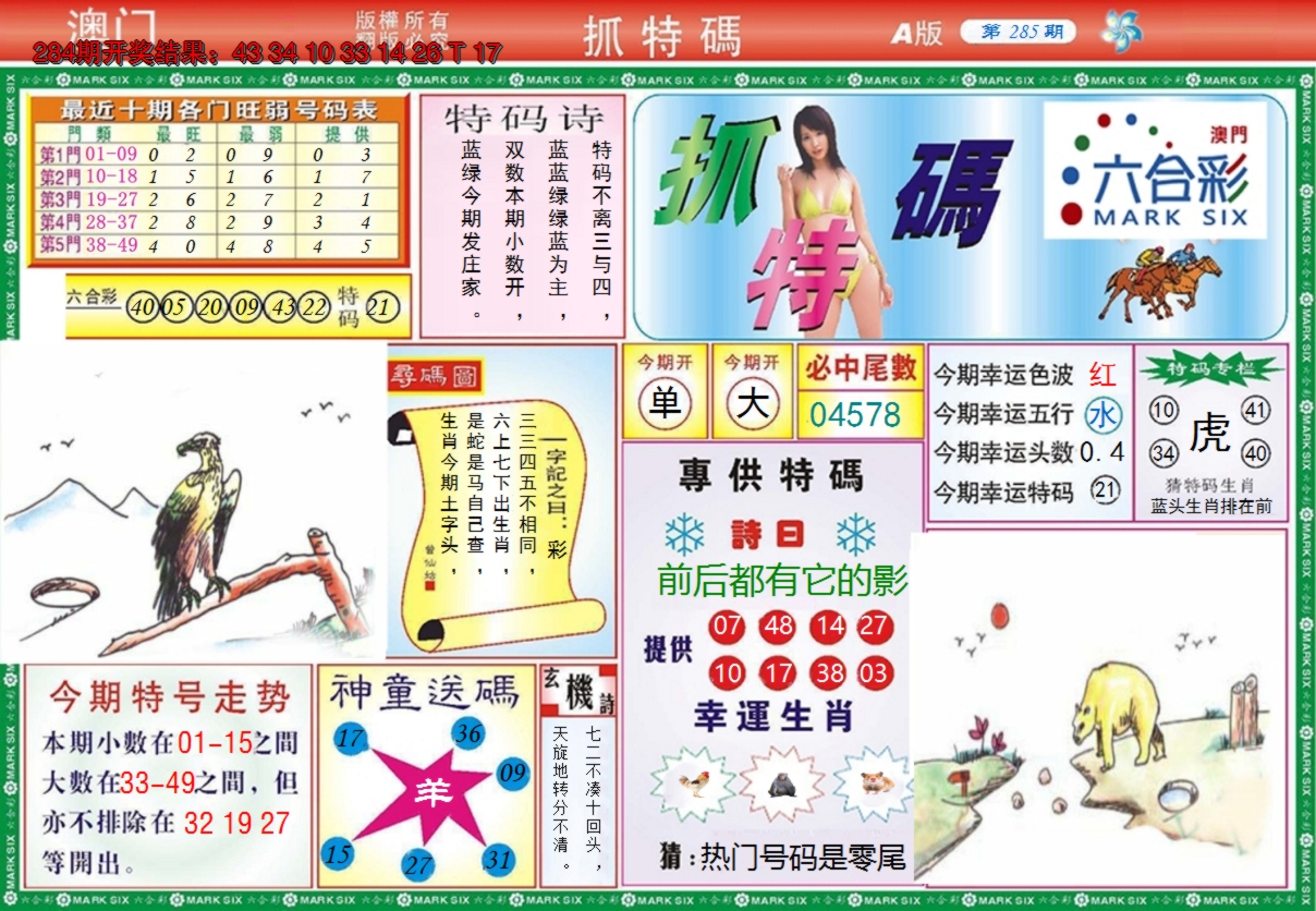 2024285期澳门抓特码A