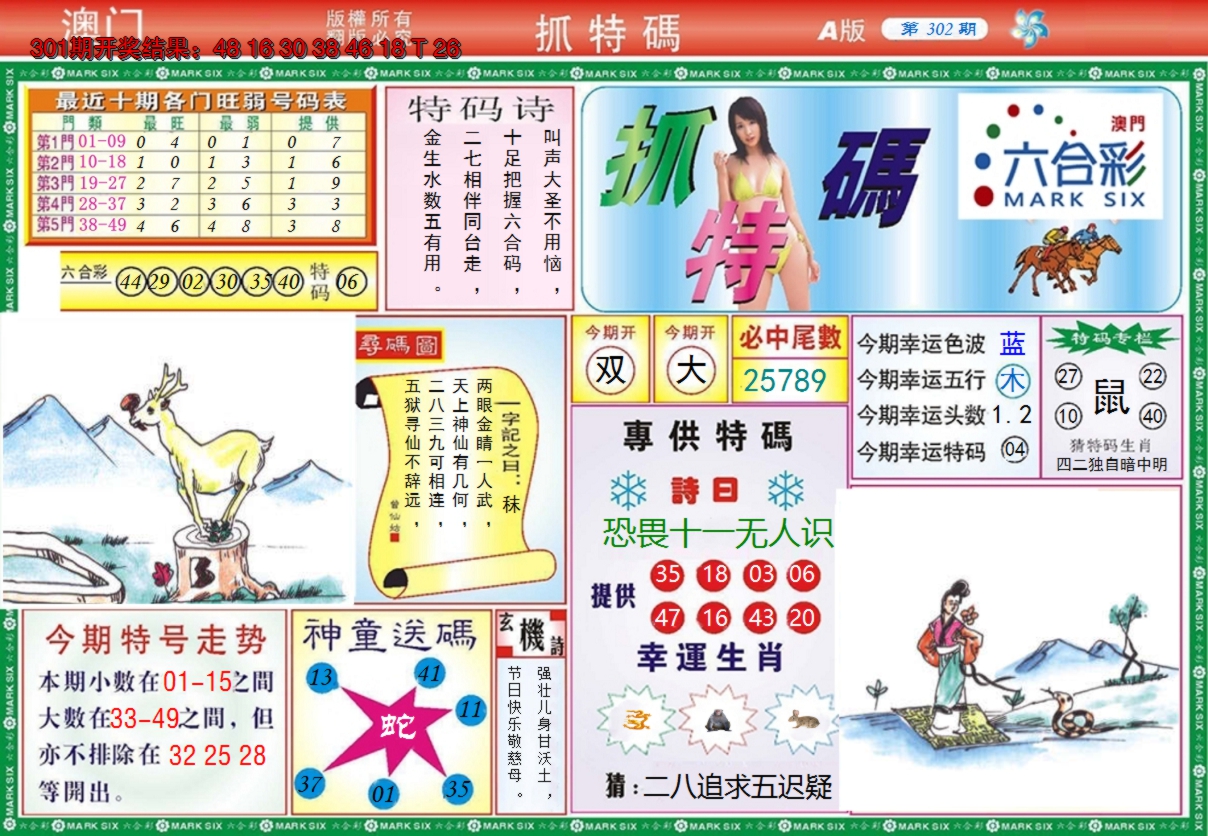 2024302期澳门抓特码A