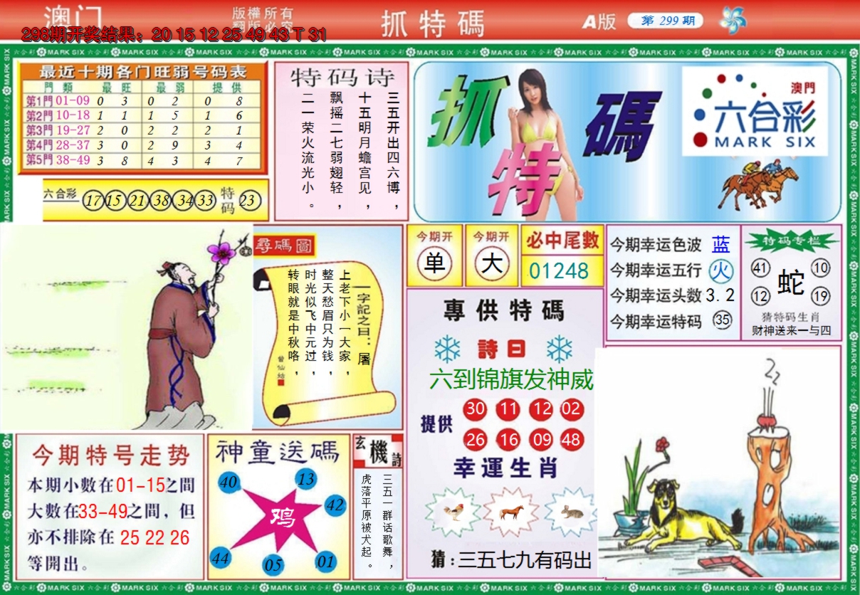 2024299期澳门抓特码A