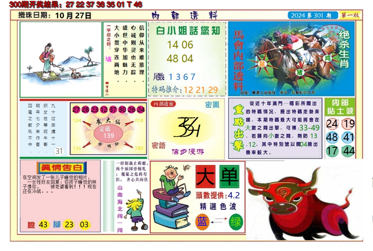 2024301期澳门内部透料A