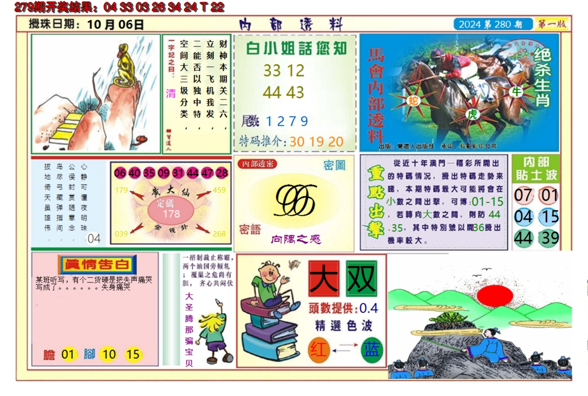 2024280期澳门内部透料A