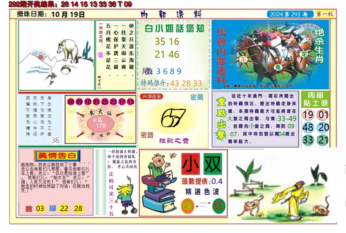 2024293期澳门内部透料A