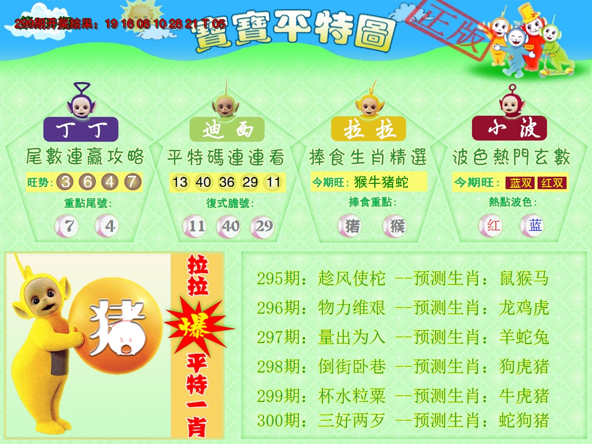 2024300期天线宝宝平特图