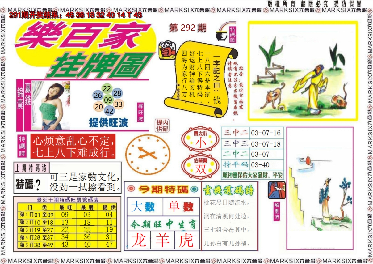 2024292期乐百家挂牌图