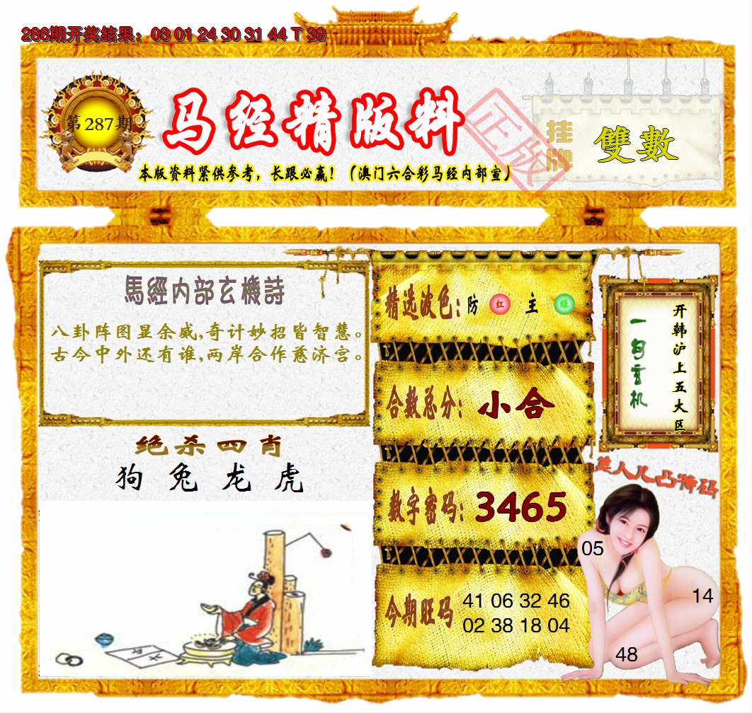 2024287期马经精版料