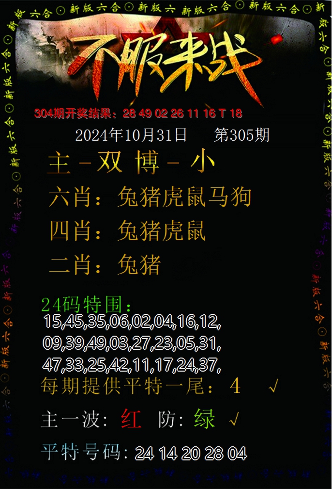 2024305期不服来战