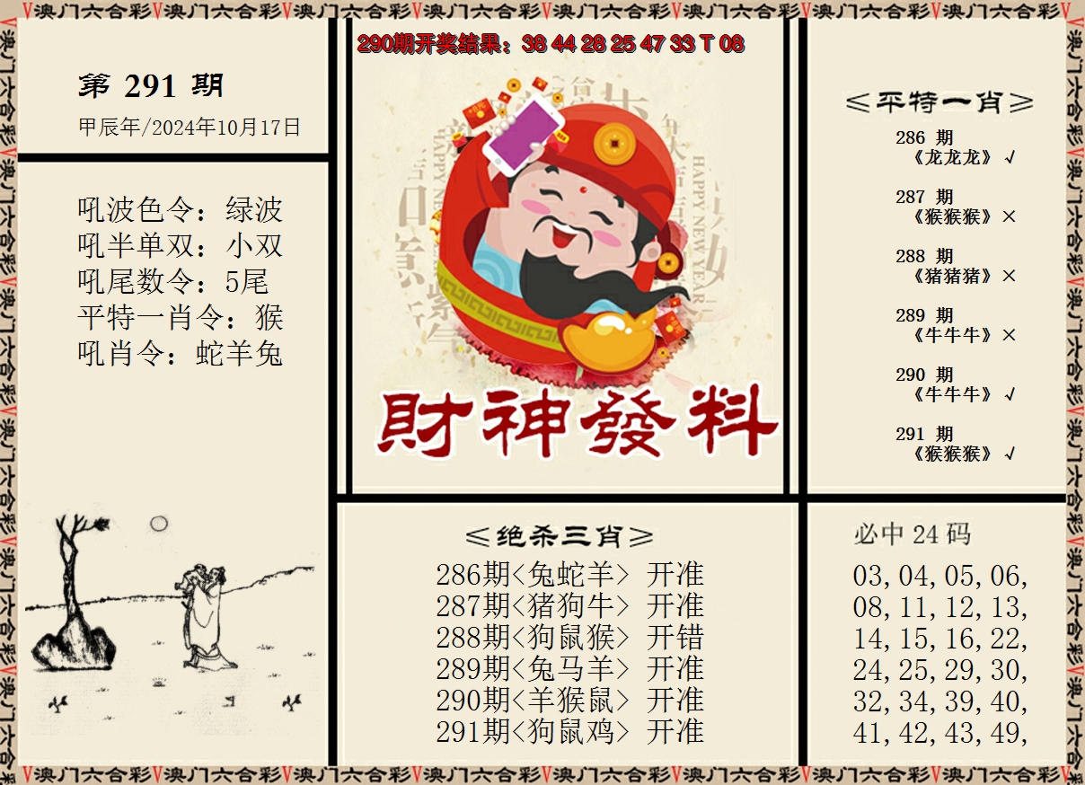 2024291期财神发料