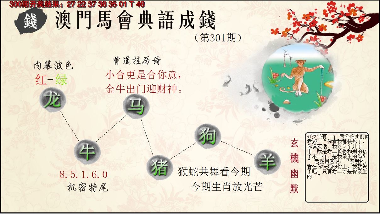 2024301期典语成钱