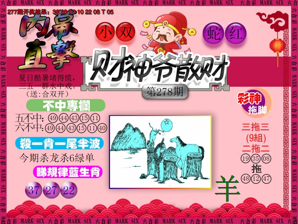 2024278期财神爷散财