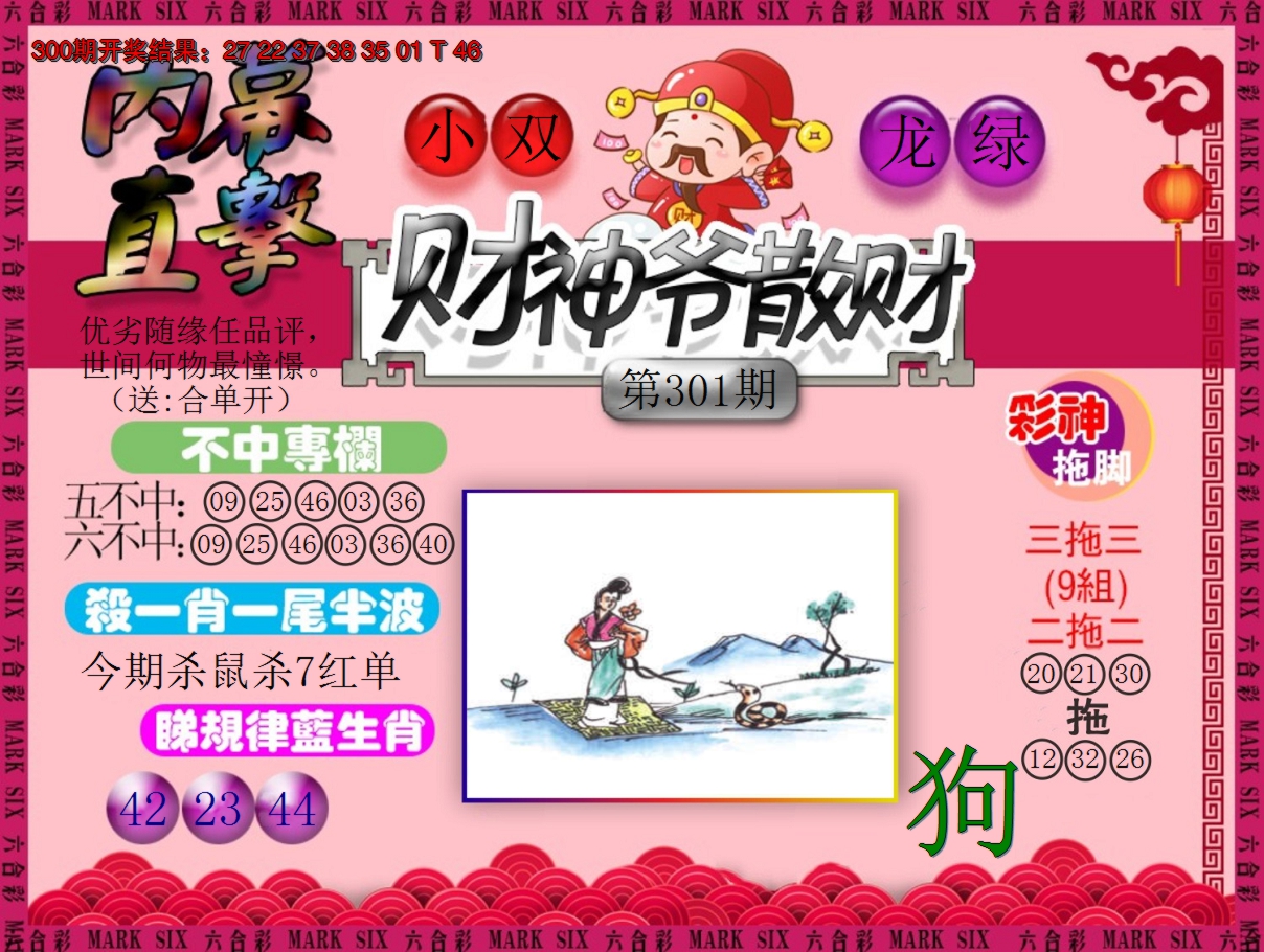 2024301期财神爷散财