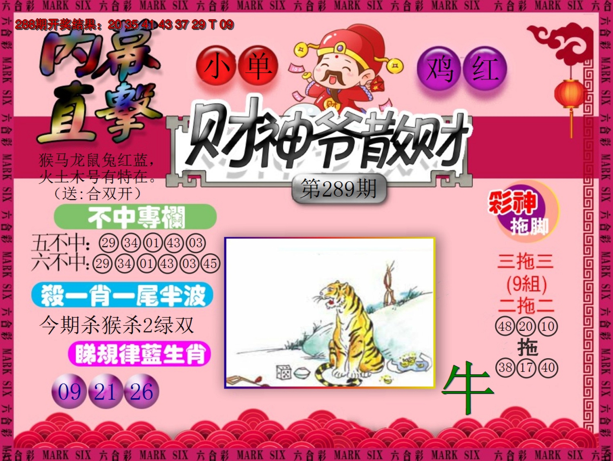 2024289期财神爷散财