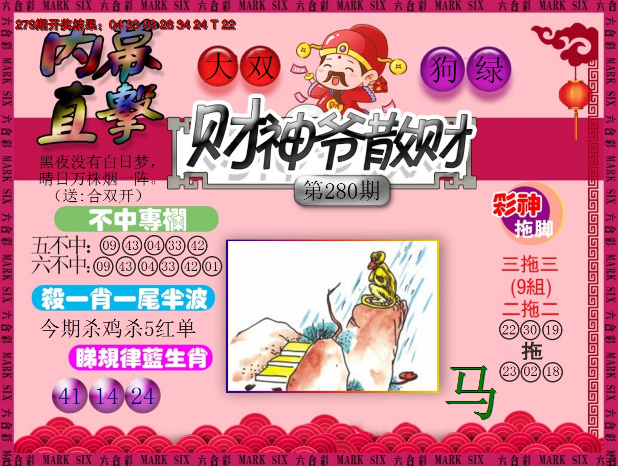 2024280期财神爷散财