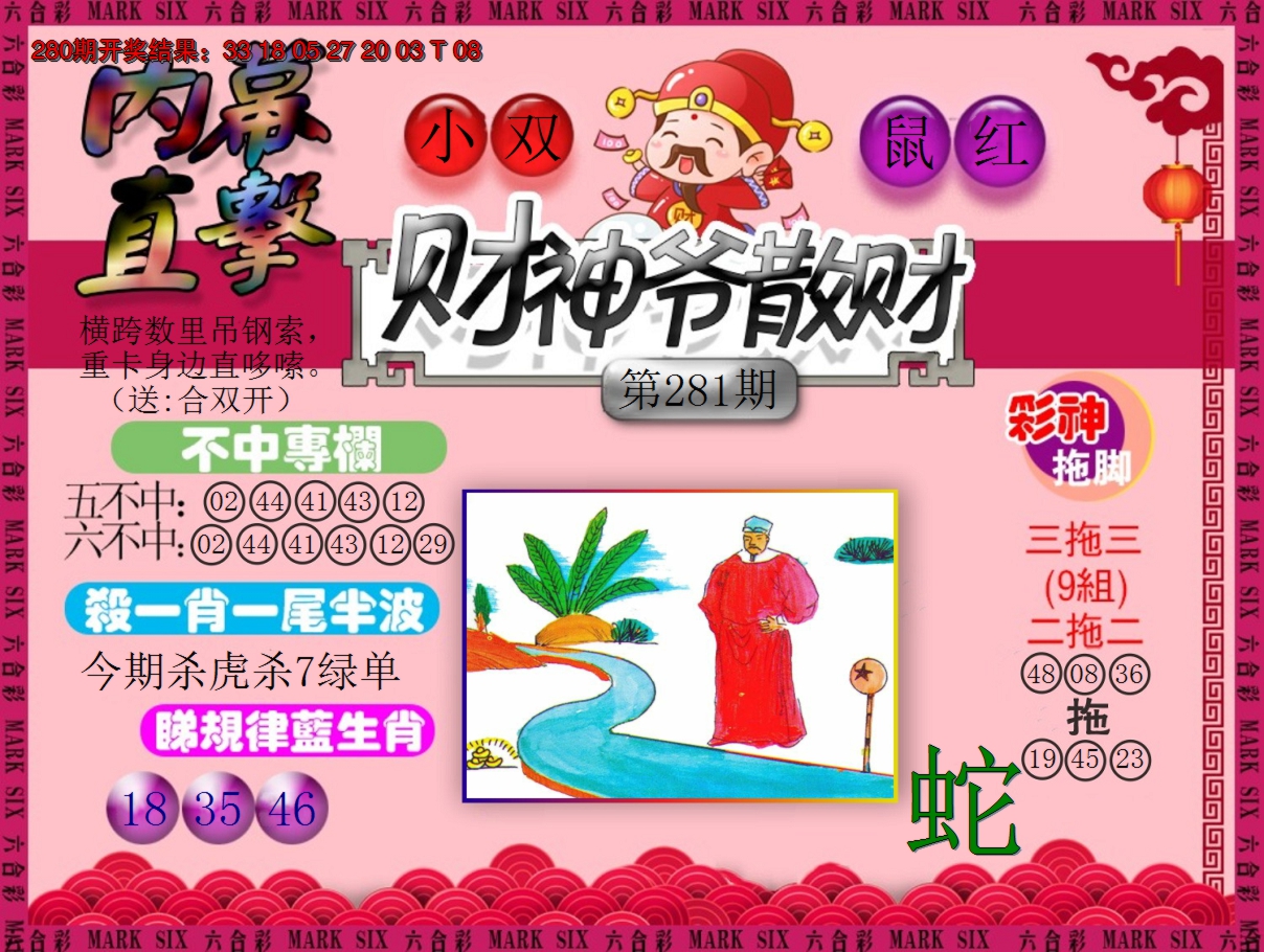 2024281期财神爷散财
