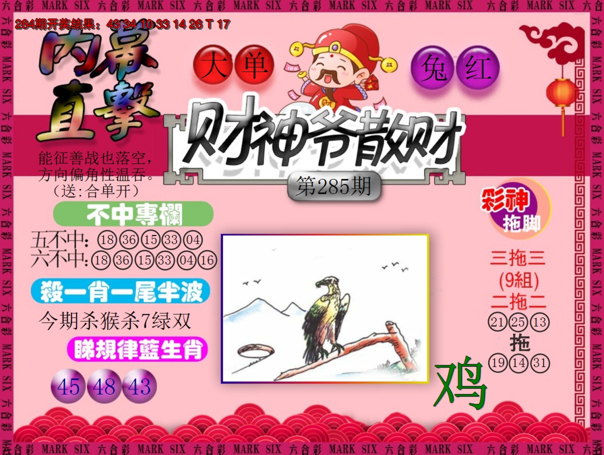 2024285期财神爷散财