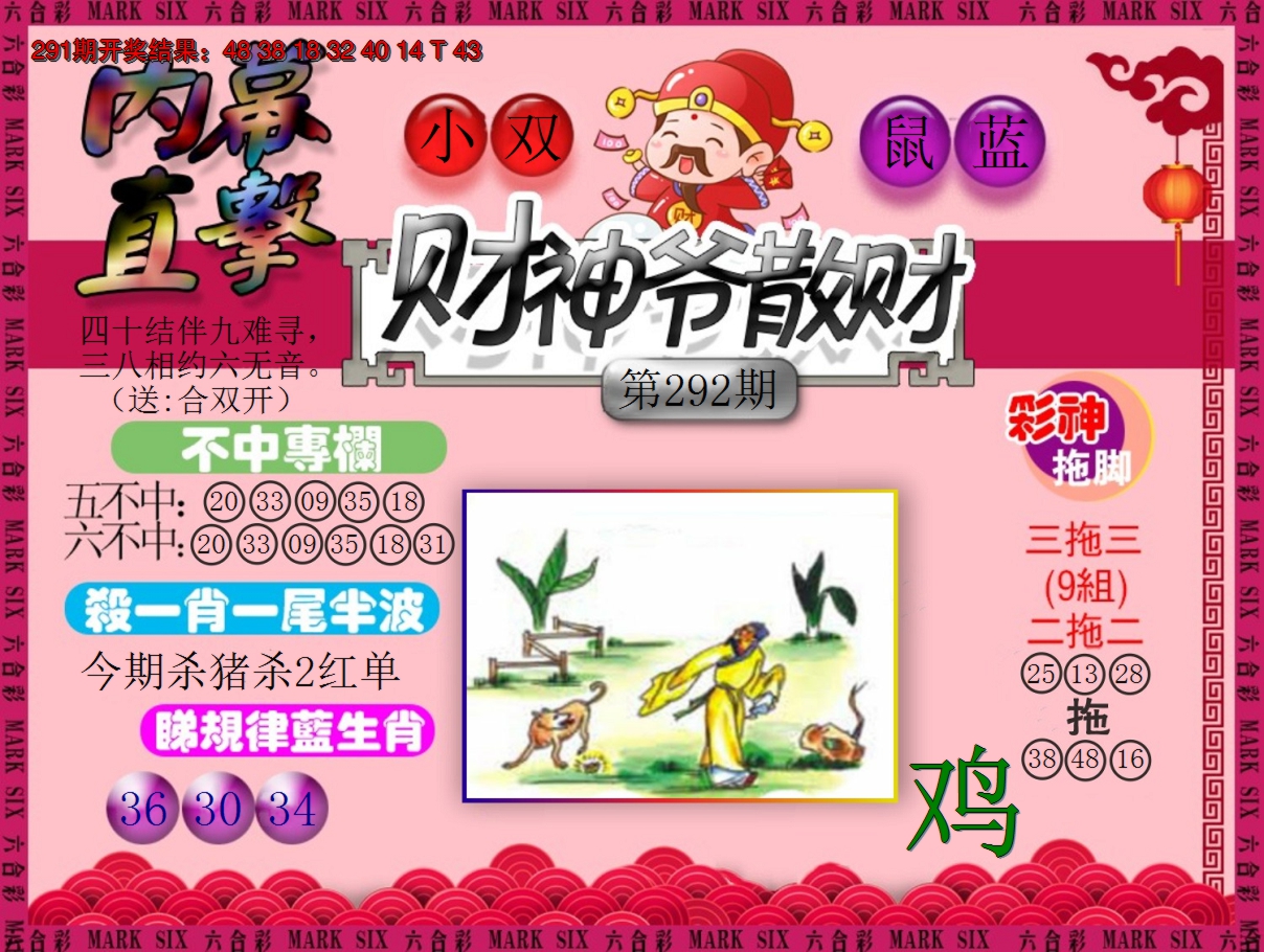 2024292期财神爷散财