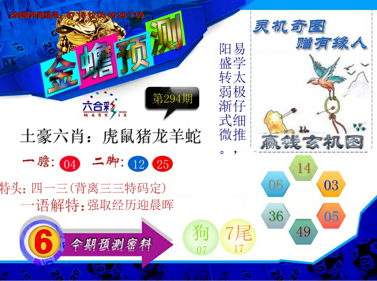 2024294期金蟾预测