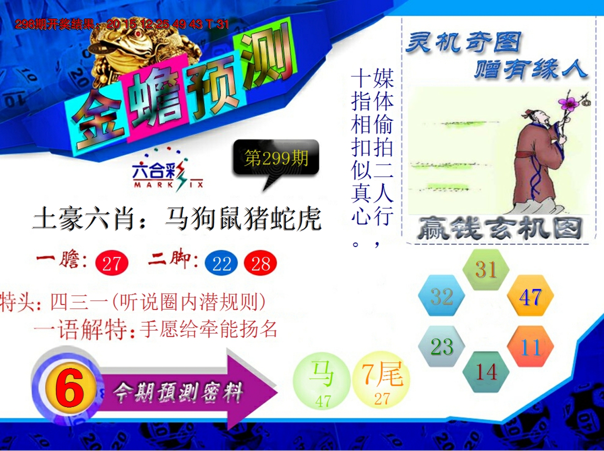 2024299期金蟾预测