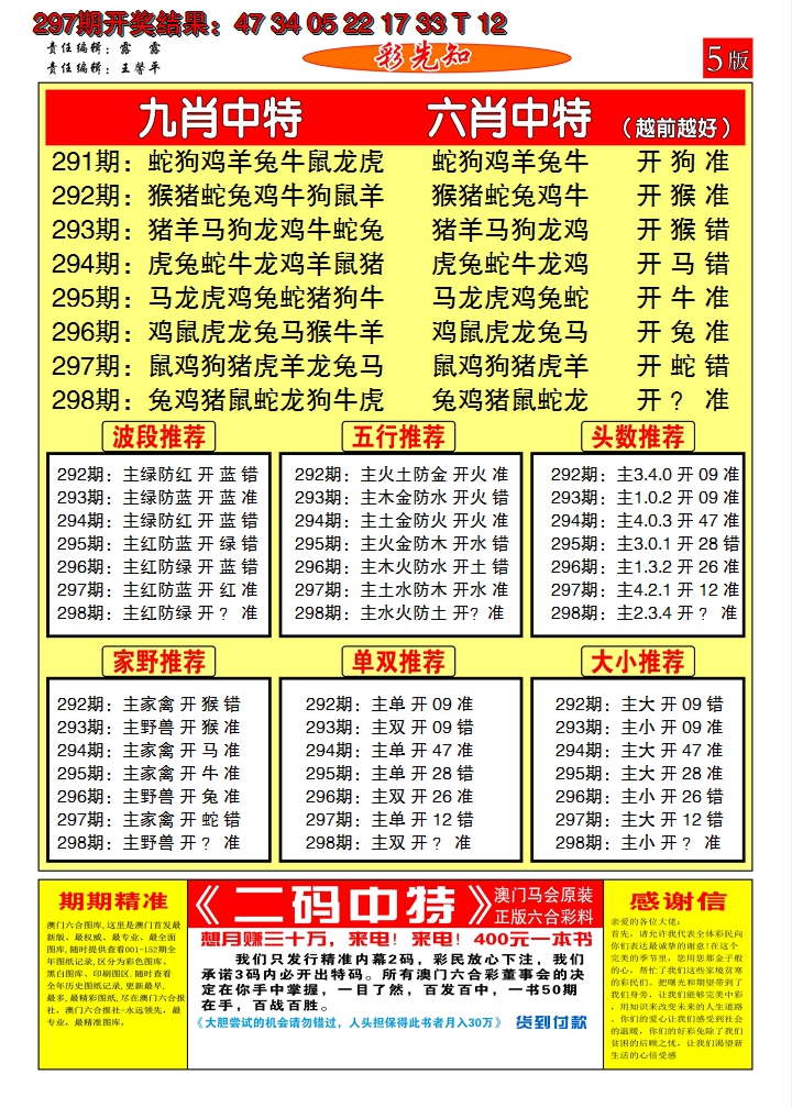2024298期澳门彩先知D