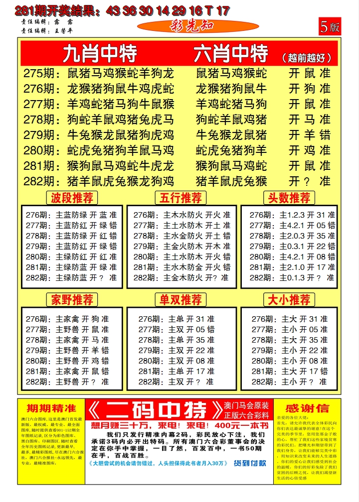 2024282期澳门彩先知D