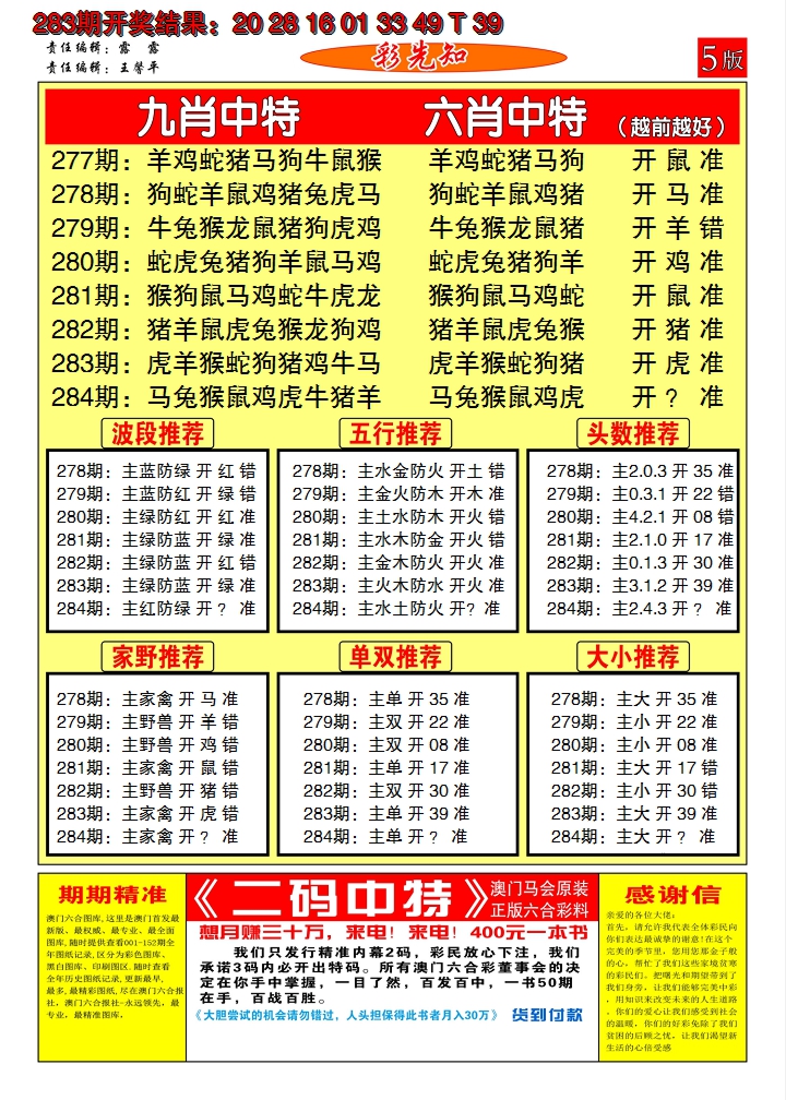 2024284期澳门彩先知D