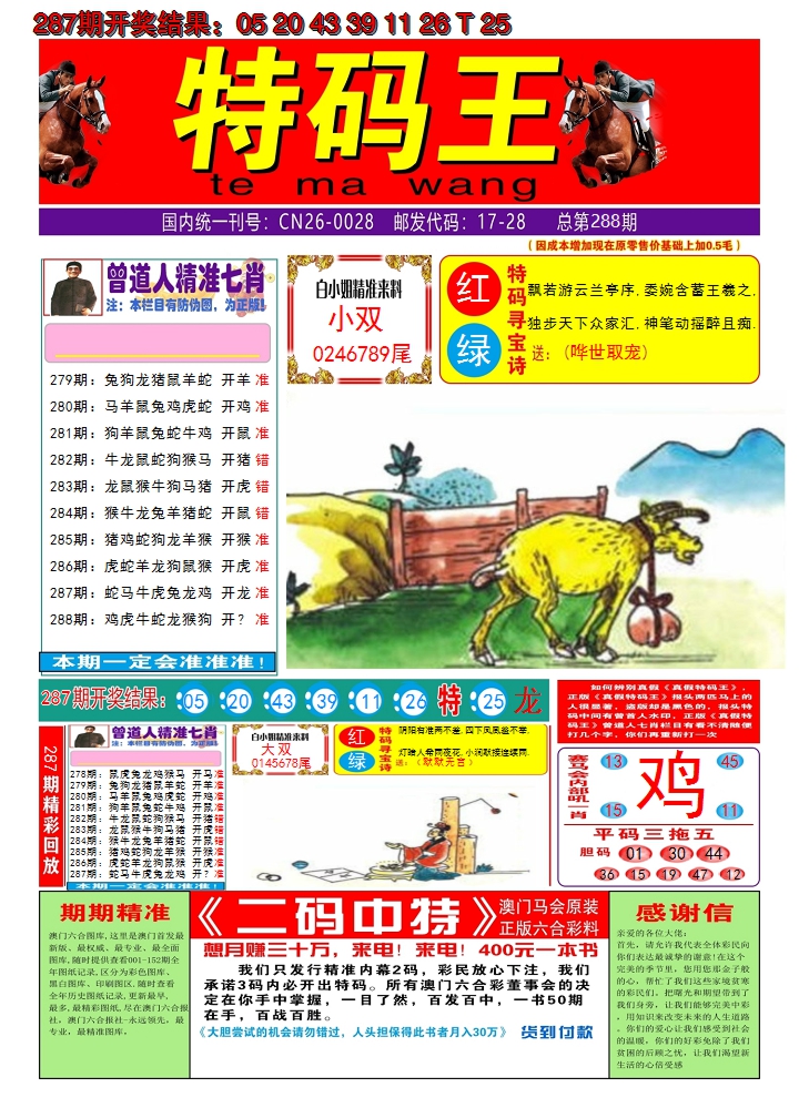 2024288期澳门特码王A