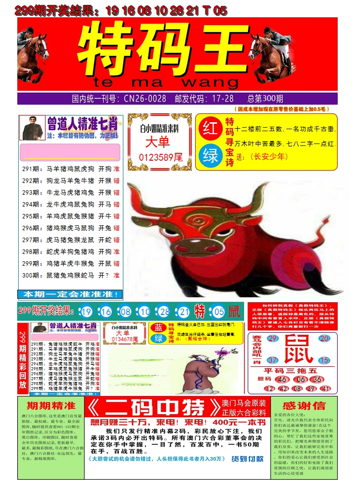 2024300期澳门特码王A
