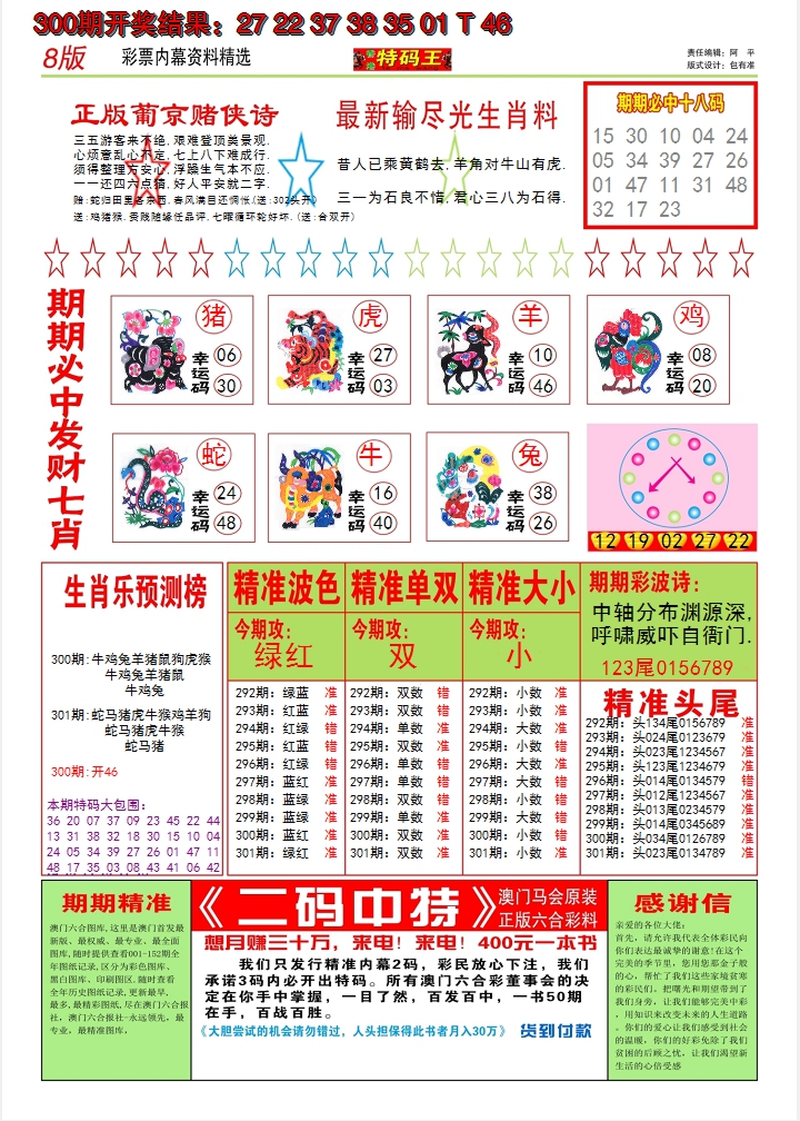 2024301期澳门特码王B