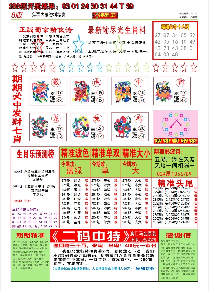 2024287期澳门特码王B