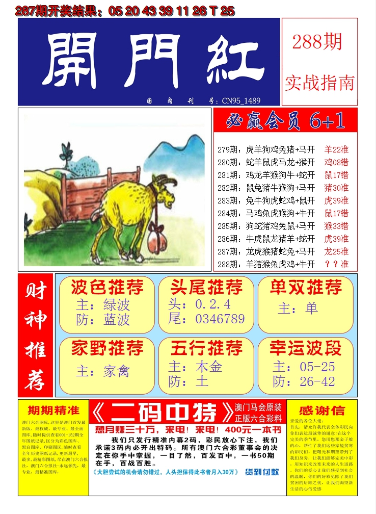 2024288期澳门开门红A