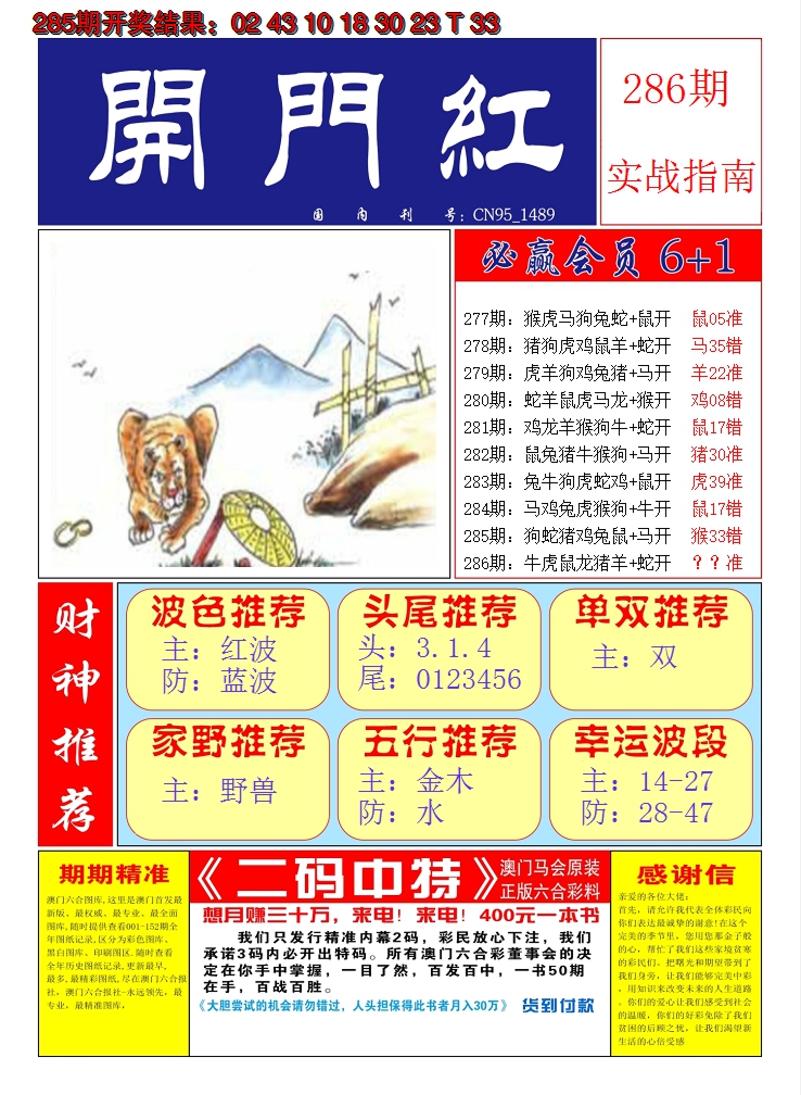 2024286期澳门开门红A