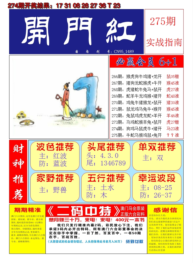 2024275期澳门开门红A