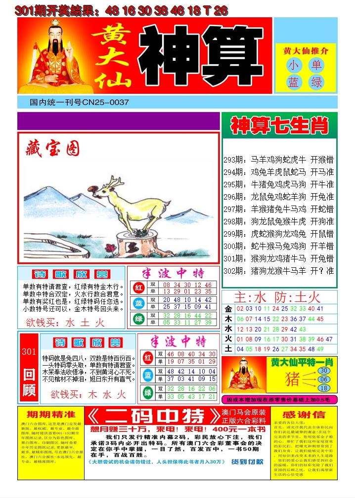 2024302期黄大仙神算A
