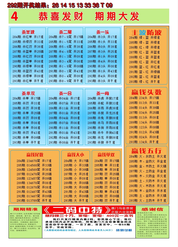 2024293期澳门黄金屋C