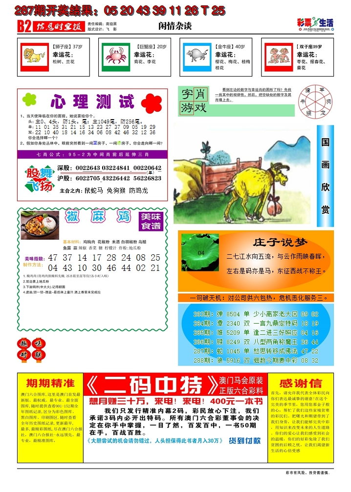 2024288期彩票与生活B