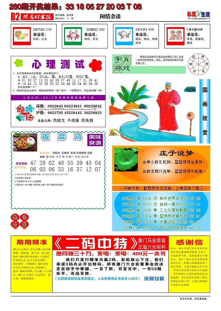 2024281期彩票与生活B