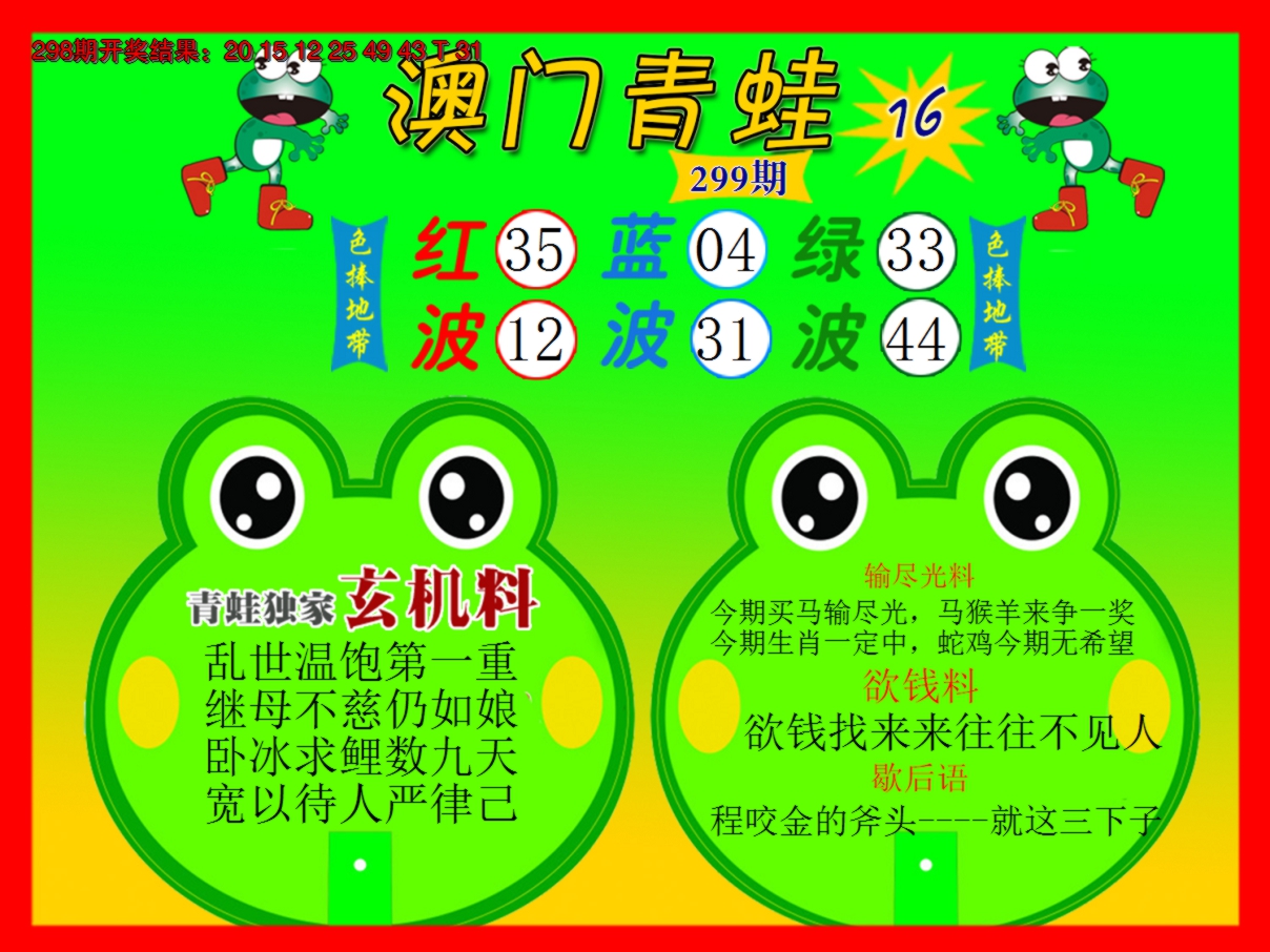 2024299期青蛙系列16