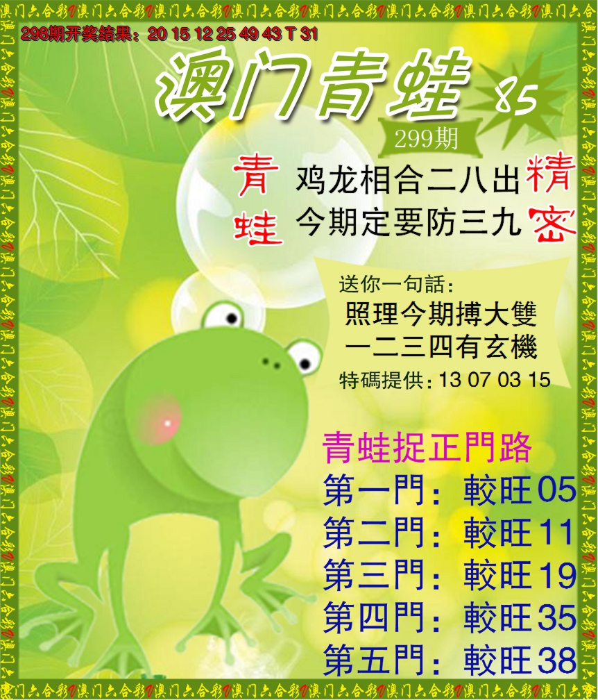 2024299期青蛙系列85