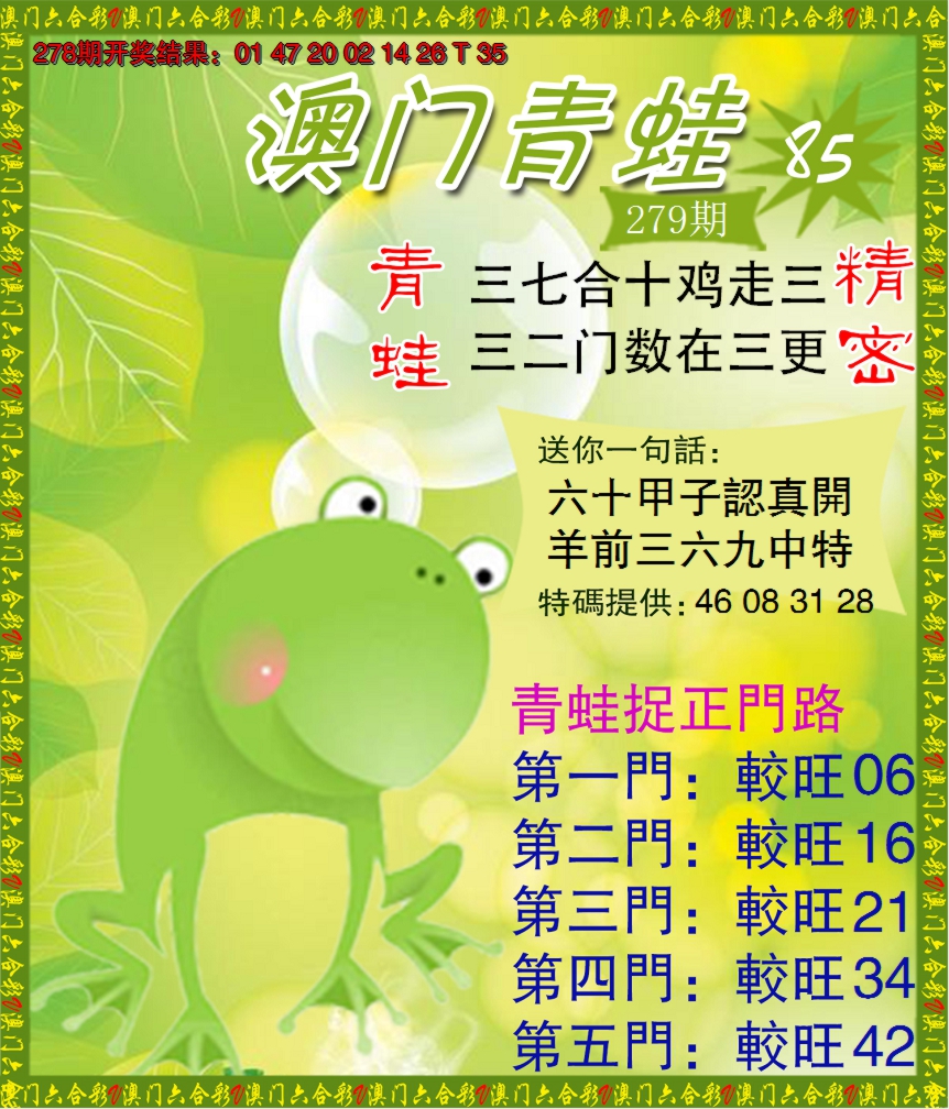 2024279期青蛙系列85