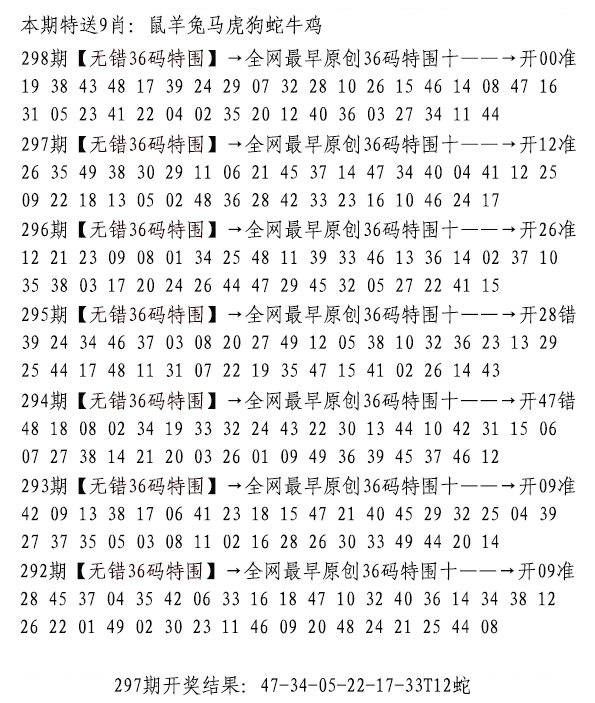 2024298期无错三十六码