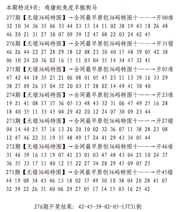 2024277期无错三十六码