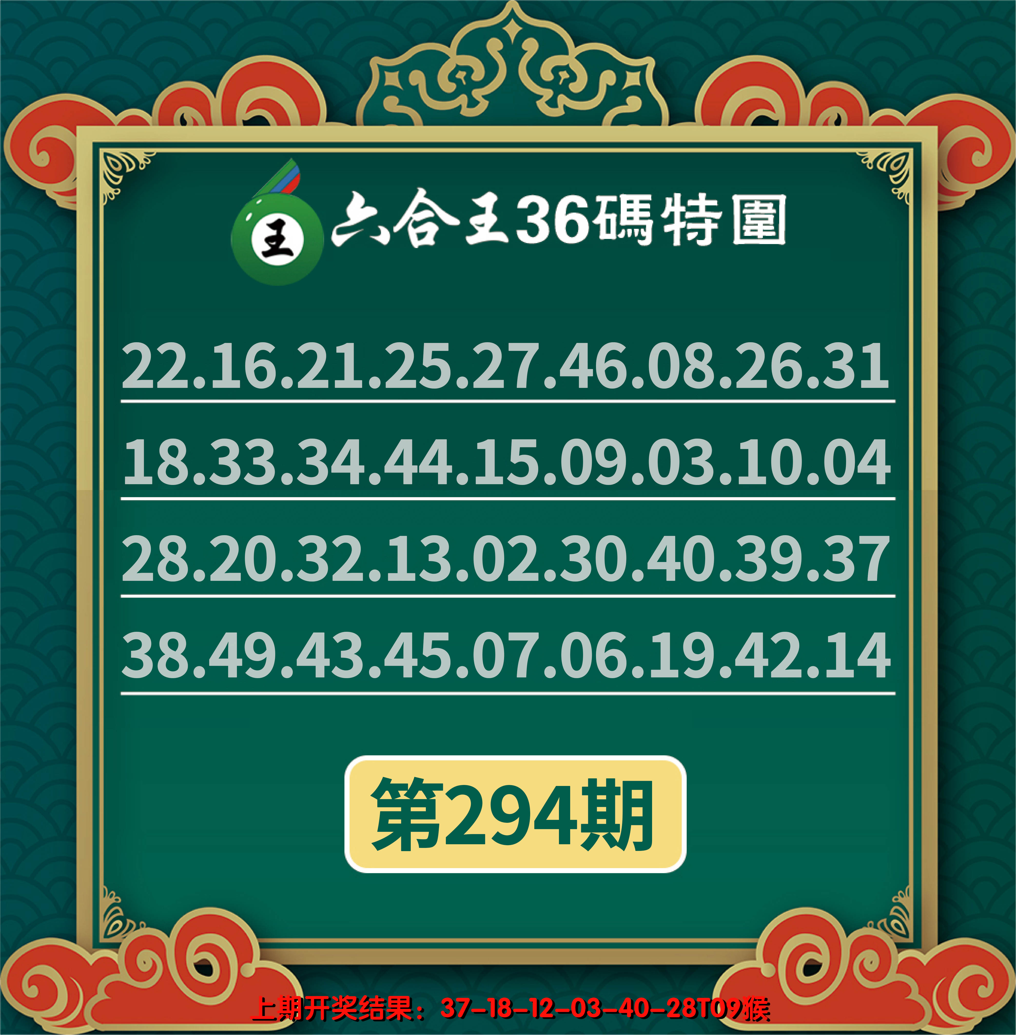 2024294期六合王三十六码特围