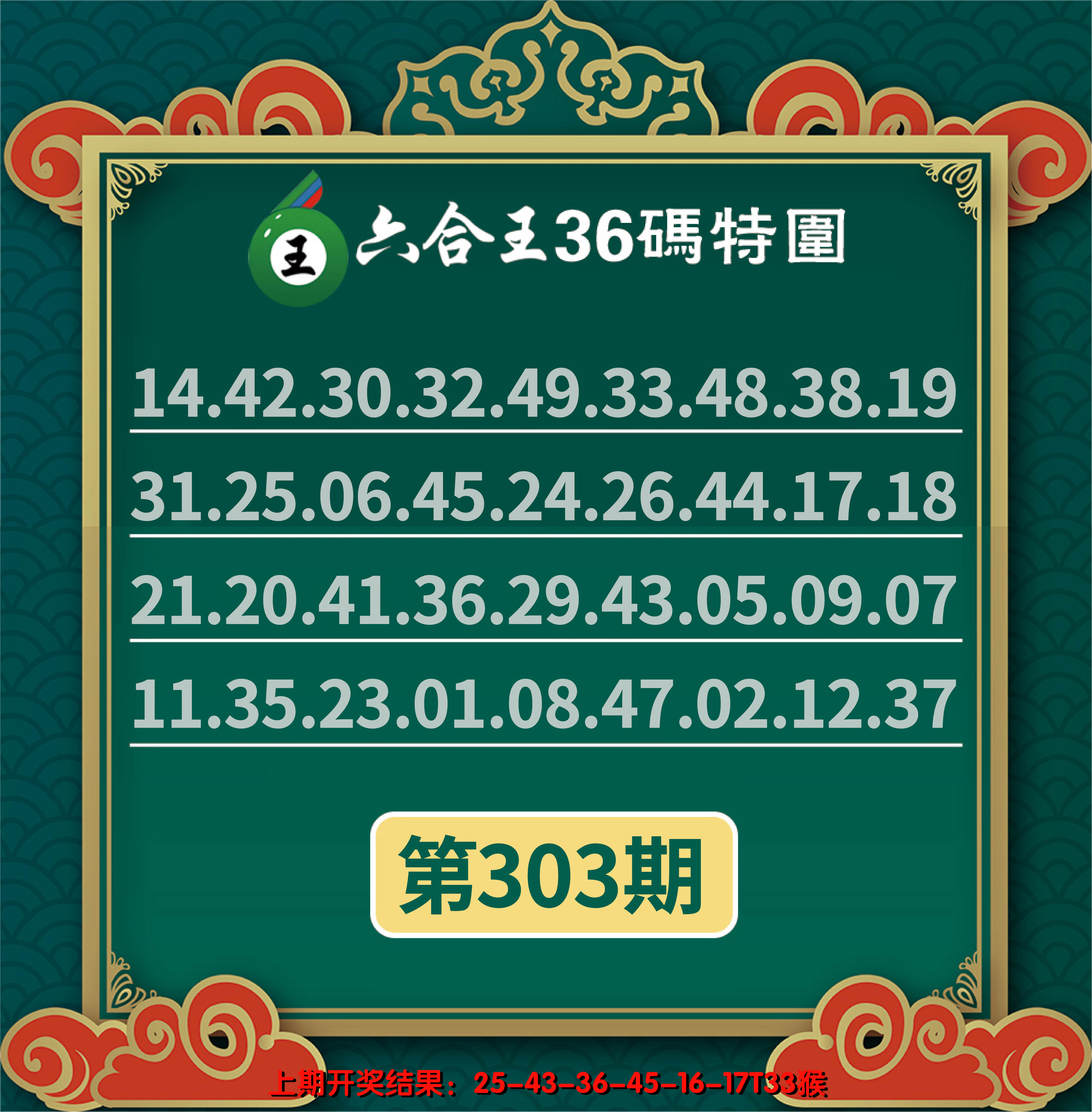 2024303期六合王三十六码特围