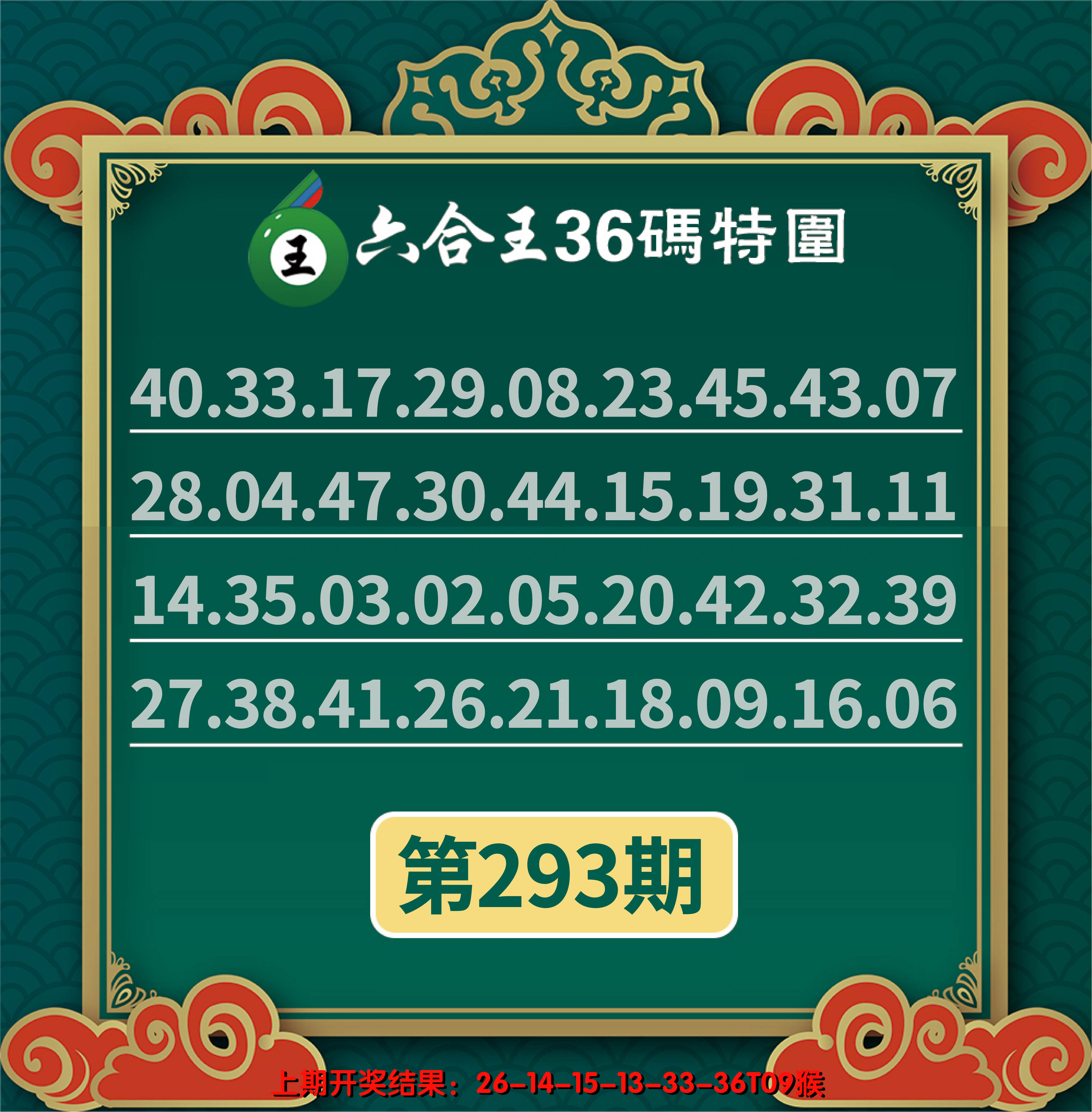 2024293期六合王三十六码特围