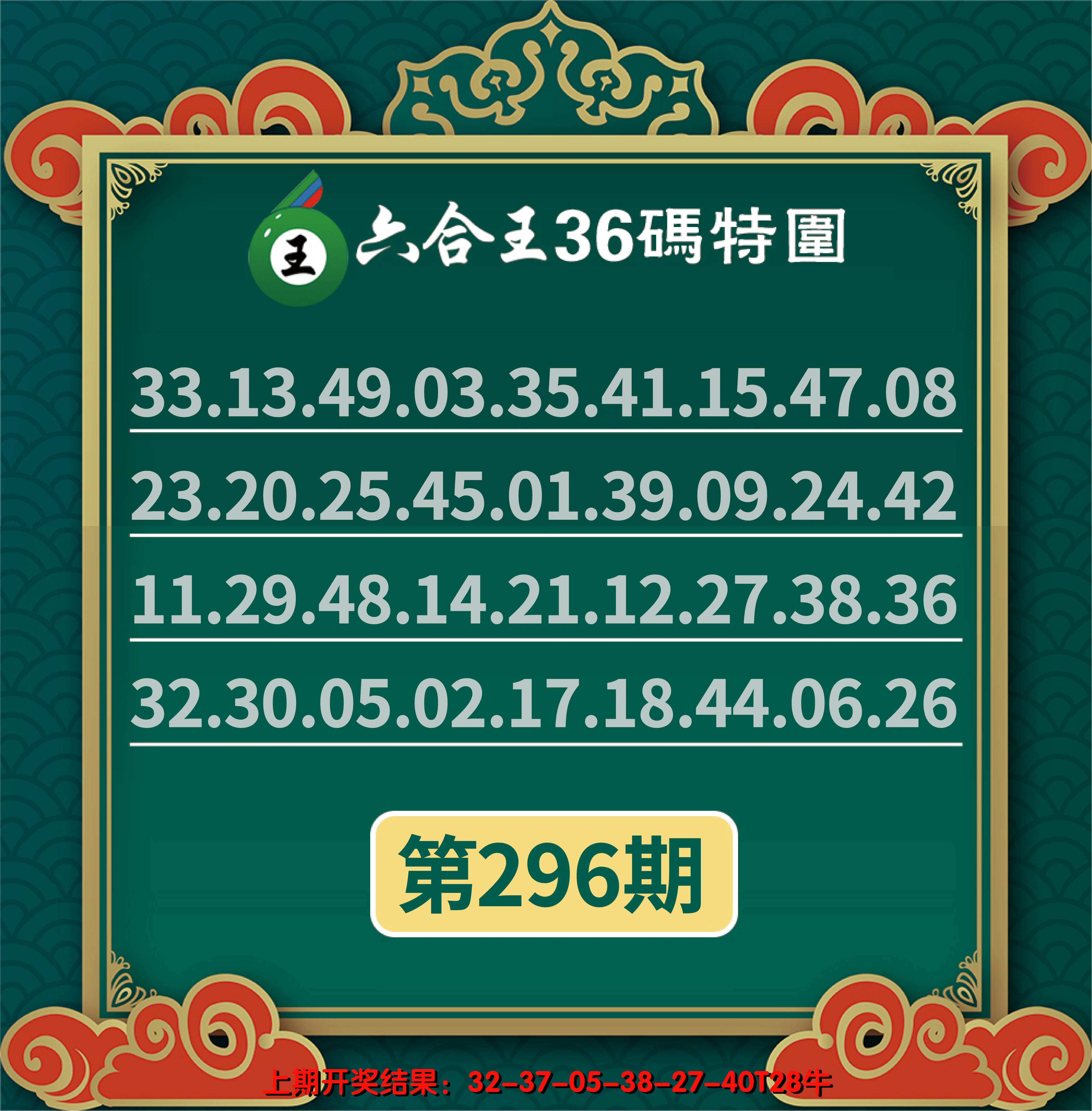 2024296期六合王三十六码特围