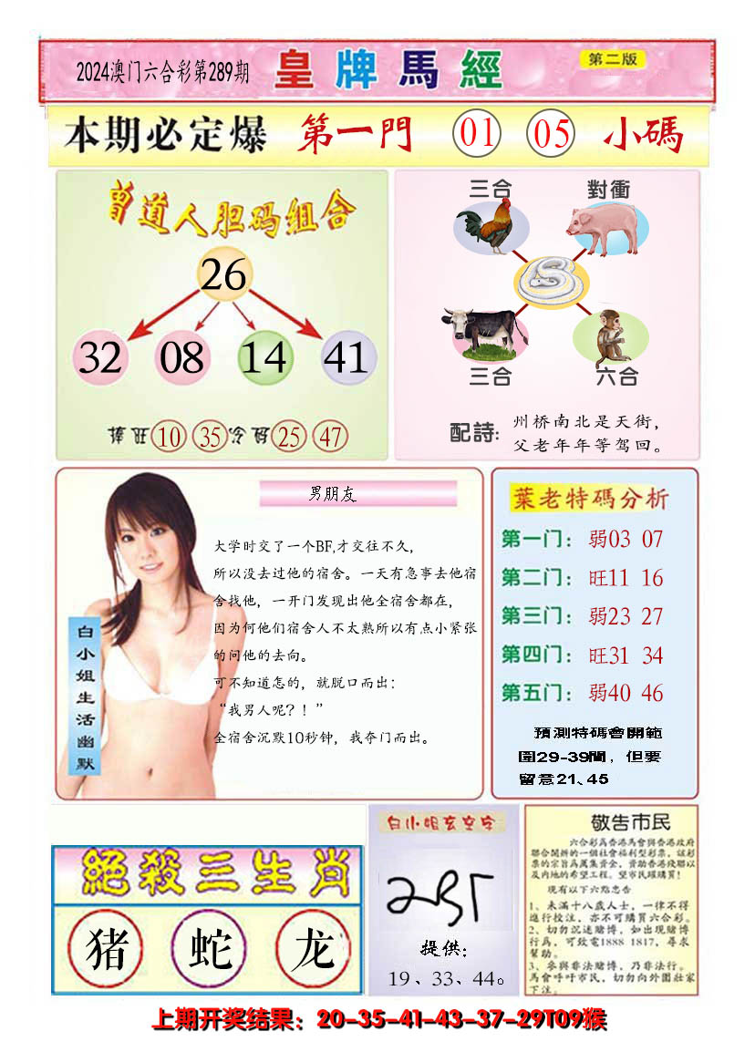 2024289期澳门皇牌马经B