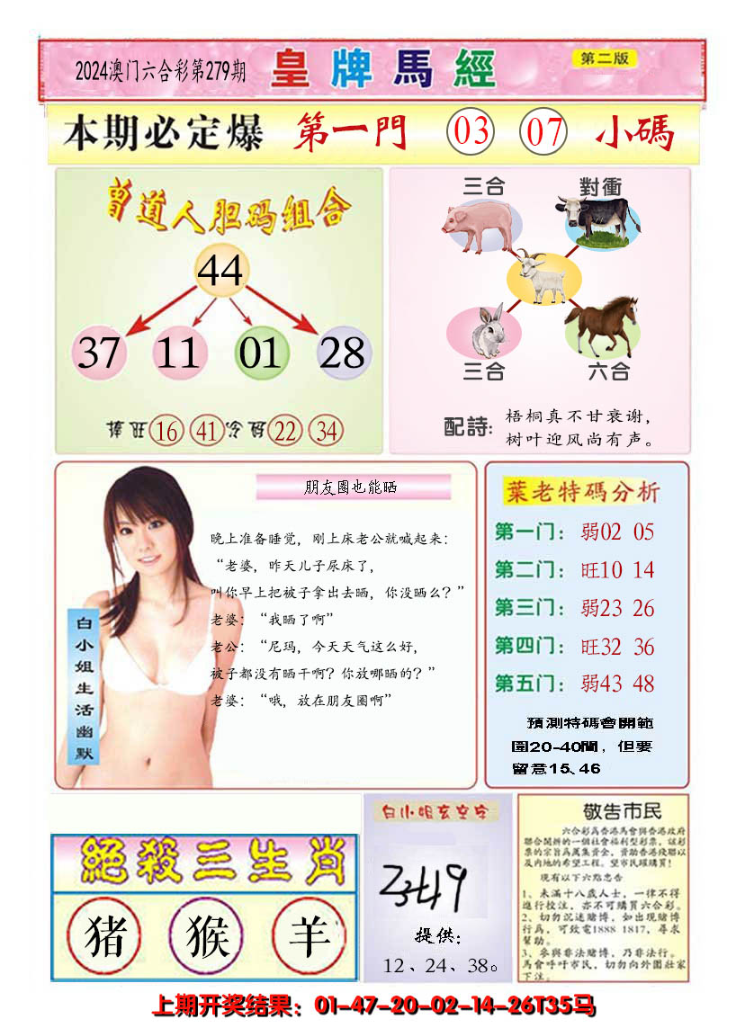 2024279期澳门皇牌马经B