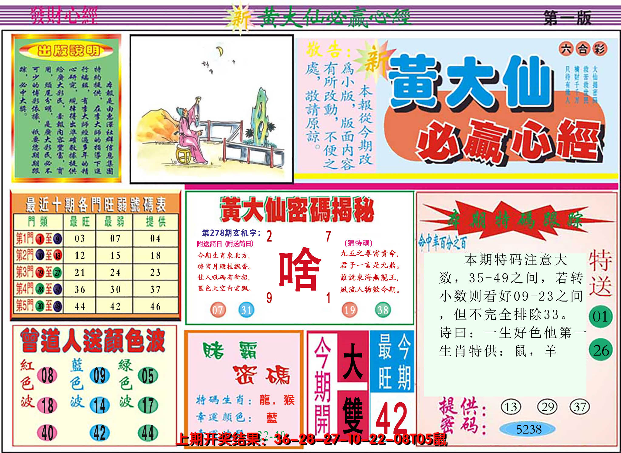 2024278期澳门黄大仙必赢心经