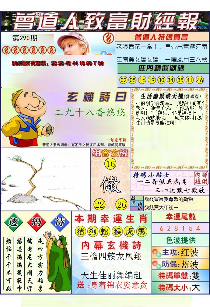 2024290期澳门曾道人致富财经报